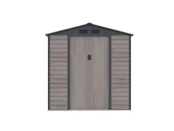Abrigo De Jardim Metal Aco Galvanizado Efeito Madeira Cinza 2,79 M - Adelmo