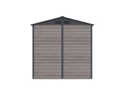 Abrigo De Jardim Metal Aco Galvanizado Efeito Madeira Cinza 2,79 M - Adelmo