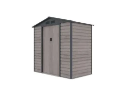Abrigo De Jardim Metal Aco Galvanizado Efeito Madeira Cinza 2,79 M - Adelmo