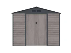 Abrigo De Jardim Metal Aco Galvanizado Efeito Madeira Cinza 7,17 M - Adelmo