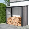 Abrigo Para Lenha Metal Aco Galvanizado Efeito Madeira 1,98 M3, 2 Esteres, C182 X L89 X A156 Cm - Birwood