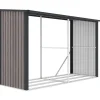Abrigo Para Lenha Metal Aco Galvanizado Efeito Madeira 5,78 M3, 8 Esteres, C302 X L119 X A190 Cm - Varwood