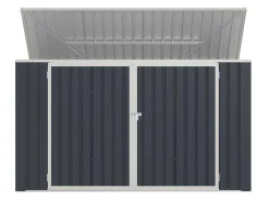 Abrigo Para Tres Caixotes Do Lixo Em Aco Galvanizado Cinzento Antracite, C237 X L101 X A131 Cm - Ilario