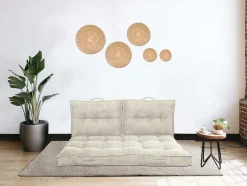 Almofada Para Paletes Em Veludo Canelado C120 X L80 Cm Bege - Baila
