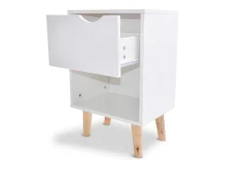 Andrea - Mesa De Cabeceira De Design Em Madeira Com Gaveta E Prateleira Larga