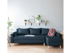 Antoni 3 Lugares Sofá-Cama De Canto Azul Escuro