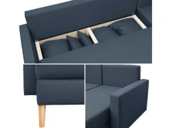 Antoni 3 Lugares Sofá-Cama De Canto Azul Escuro