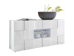 Aparador Com Leds, 2 Portas E 2 Gavetas Cor Branco Lacado - Calisto
