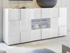 Aparador Com Leds, 2 Portas E 2 Gavetas Cor Branco Lacado - Calisto