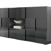 Aparador Com Leds, 2 Portas E 2 Gavetas Em Antracite Lacado - Calisto
