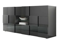 Aparador Com Leds, 2 Portas E 2 Gavetas Em Antracite Lacado - Calisto