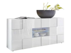 Aparador Com Leds, 2 Portas E 2 Gavetas Em Antracite Lacado - Calisto