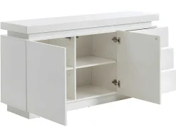 Aparador Com 2 Portas E 3 Gavetas - Leds - Mdf Lacado A Branco - Emerson Ii