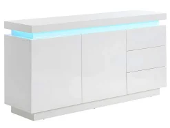 Aparador Com 2 Portas E 3 Gavetas - Leds - Mdf Lacado A Branco - Emerson Ii