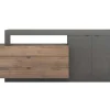Aparador Com 2 Portas, 3 Gavetas E 1 Nicho, Natural E Antracite - Ruselo