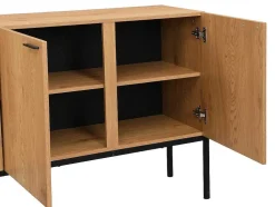 Aparador Com 4 Portas Natural Claro E Preto - Memphis Ii
