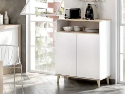 Aparador De Cozinha Com 2 Portas E 1 Nicho Cor Branco E Carvalho - Wajdi
