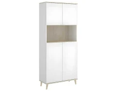 Aparador De Cozinha Com 4 Portas E 1 Nicho Cor Branco E Carvalho - Wajdi