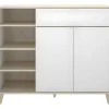 Aparador De Cozinha Com 2 Portas, 1 Gaveta E 4 Nichos Cor Branco E Carvalho - Wajdi