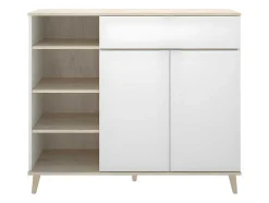 Aparador De Cozinha Com 2 Portas, 1 Gaveta E 4 Nichos Cor Branco E Carvalho - Wajdi