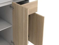 Aparador De Cozinha Com 6 Portas, 1 Gaveta E 5 Nichos, Natural Claro E Branco - Nizali