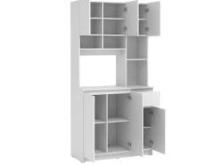 Aparador De Cozinha Com 6 Portas, 1 Gaveta E 5 Nichos, Branco - Nizali