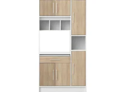 Aparador De Cozinha Mady - 5 Portas & 1 Gaveta - Branco E Carvalho