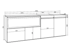 Aparador Sala De Jantar, 210, 4 Portas, Lareira Electrica Xxl, Cimento