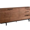 Aparador Tayron 200 Cm - 2 Portas E 3 Gavetas - Mdf E Pés De Metal - Cor De Noz