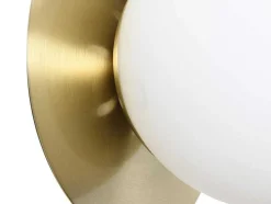 Aplique De Parede Art Deco Em Latao Escovado E Vidro De A. 16 X L. 16 Cm - Galena