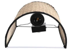 Aplique De Parede Empalhado Estilo Etnico Em Ferro E Rotim De A. 30 Cm Cor Preto E Natural - Neirobi