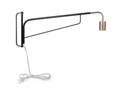 Aplique De Parede Móvel Em Metal Curvo C65 X L10 X A25 Cm Preto E Acobreado - Colwood