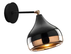 Aplique Em Metal Com Abajur Orientavel De D. 17 X A. 28 Cm Cor Preto E Acobreado - Yildo