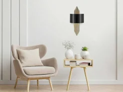 Aplique Em Metal De C. 22 X A. 75 Cm Cor Preto E Dourado - Sangarius
