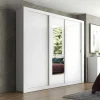 Armário Com Espelho Roxane - 3 Portas De Correr - C. 220 Cm - Branco