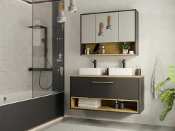 Armário De Parede De Casa De Banho Cor Antracite De 100 Cm - Yangra