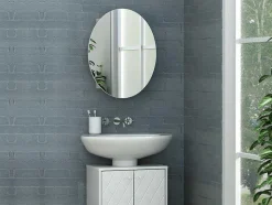 Armário De Parede Oval Para Casa De Banho Com Espelho Cor Branco - Ruri