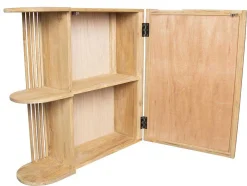 Armário De Parede Para Casa De Banho Em Teca Com Espelho E Nichos Cor Natural - Cimahi