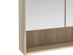 Armário De Parede Para Casa De Banho Com Espelho E Nicho Cor Carvalho - Zumpa
