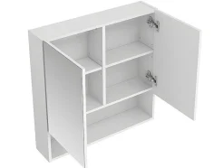 Armário De Parede Para Casa De Banho Com Espelho E Nicho Cor Branco - Zumpa