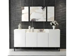 Armário Multiusos Annalisa, Branco, Preto, 160X42X75 Cm, Epikasa