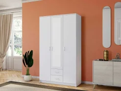 Armário Olessia - 3 Portas & 2 Gavetas - Com Espelho - C120 Cm - Branco