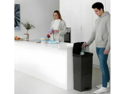 Balde De Reciclagem 3 Compartimentos Plastico Reciclado 80 L Antracite - Vanern