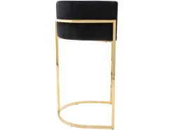 Banco Alto Em Veludo E Aco Inoxidavel Preto E Dourado - Peria De Pascal Morabito
