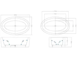 Banheira Clássica Oval De 251 L 185 X 90 X 50 Cm Preta Em Acrilico - Marmati