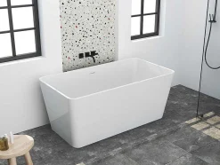 Banheira Clássica Retangular De 197 L Dimensoes 130 X 70 X 55 Cm Cor Branco Em Acrilico - Spicara