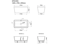Banheira Clássica Retangular De 197 L Dimensoes 130 X 70 X 55 Cm Cor Branco Em Acrilico - Spicara