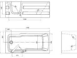 Banheira De Canto Com Porta 170 X 76 X 61 Cm E 235 L - Canto Esquerdo - Servee