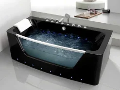 Banheira De Hidromassagem De Vidro Com Leds Dyona - 1 Péssoa - 260L - 170X85X58 Cm - Preto