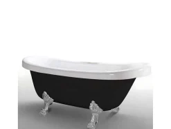 Banheira De Ilha Retro 170 X 80 Cm Preta Com Pés Prateados Marigold Noir
